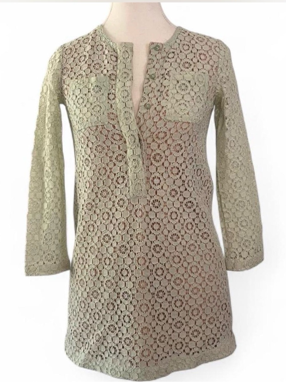 Victoria Beckham ft Target Womens Mint Green Lace Long Sleeve Shift Dress Medium